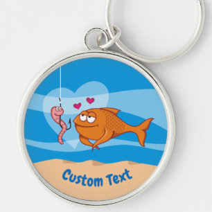 Fish and Bait in Love Premium Round Keychain