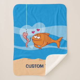 Fish and Bait in Love Sherpa Blanket
