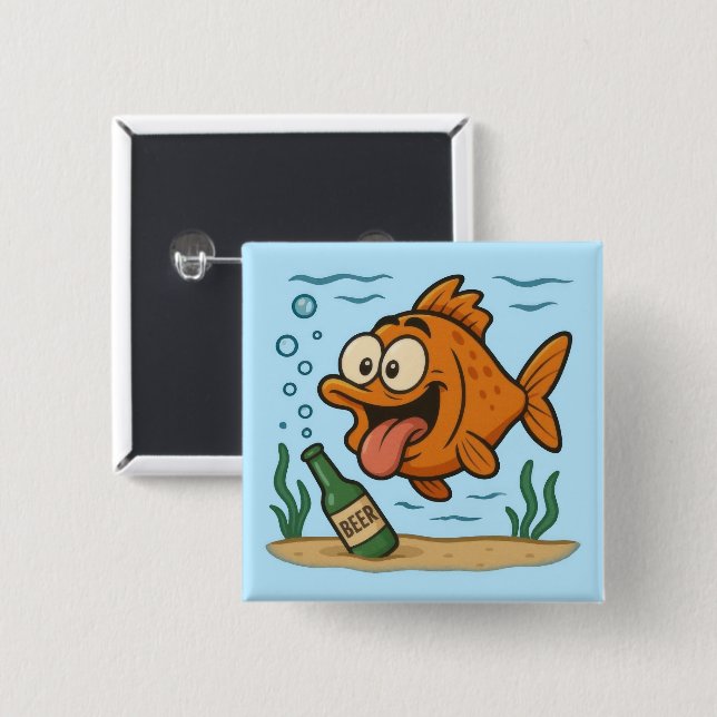 Fish and Beer 15 Cm Square Badge (Front & Back)