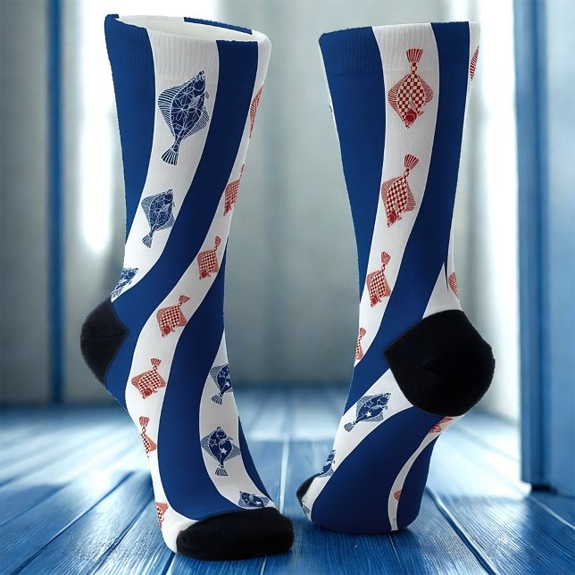 Fish and Blue Stripes Socks (Creator Uploaded)