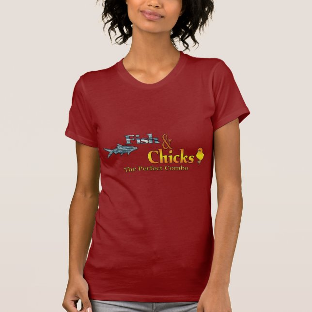 Fish and Chicks Funny Fishing T-Shirt (Front)