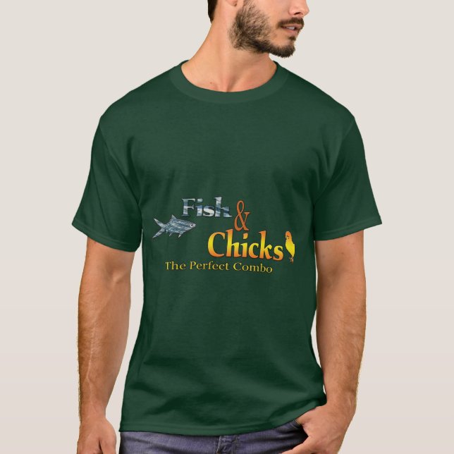 Fish and Chicks Funny Fishing T-Shirt (Front)