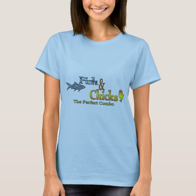 Fish and Chicks Funny Fishing T-Shirt (Front)