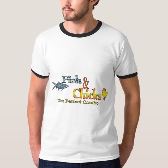 Fish and Chicks Funny Fishing T-Shirt (Front)