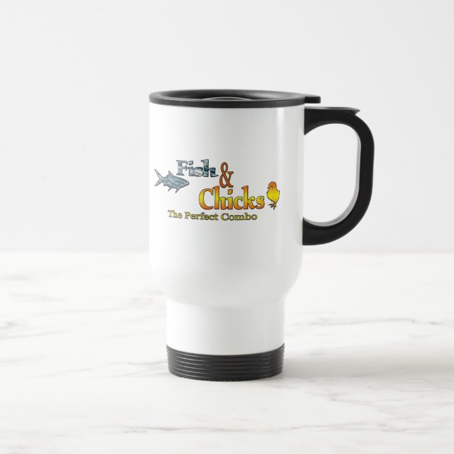 Fish and Chicks Funny Fishing Travel Mug (Right)