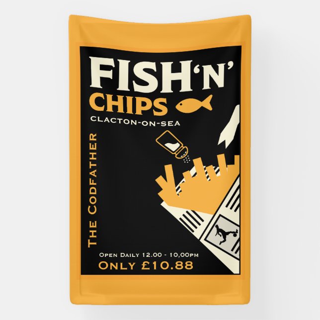 Fish And Chip Cafe Restaurant Business Banner (Vertical)