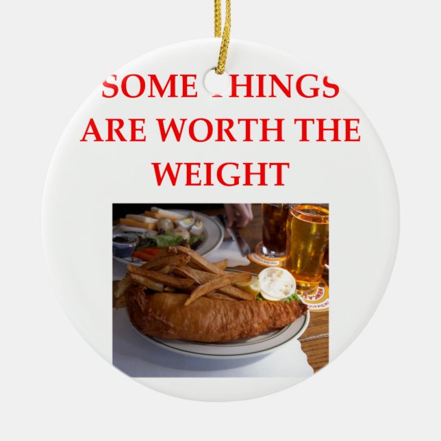 fish and chips ceramic tree decoration (Front)