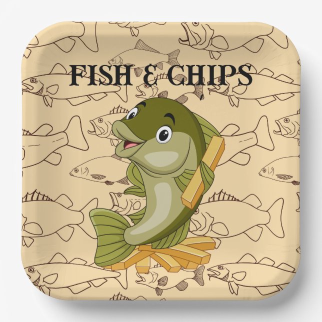 Fish And Chips Paper Plate (Front)