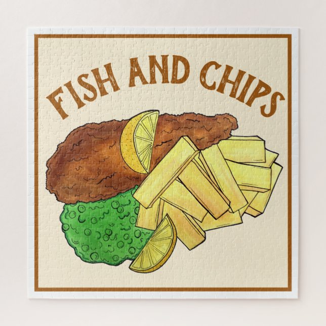 Fish and Chips Peas British Pub Chip Shop Takeaway Jigsaw Puzzle (Vertical)