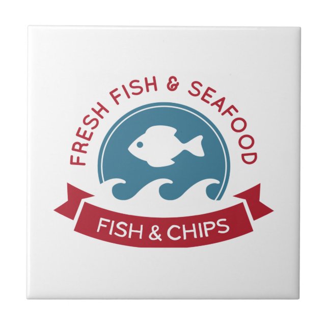 Fish And Chips Seafood Logo Tile (Front)
