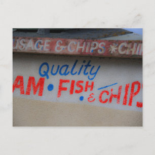 Fish and Chips Sign Postcard