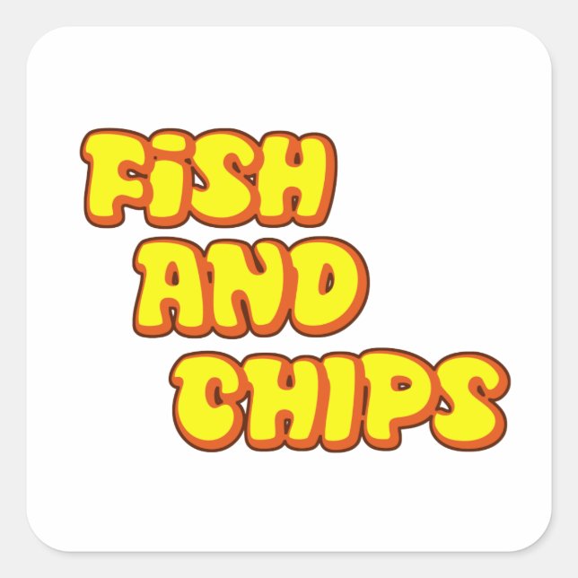 fish and chips square sticker (Front)