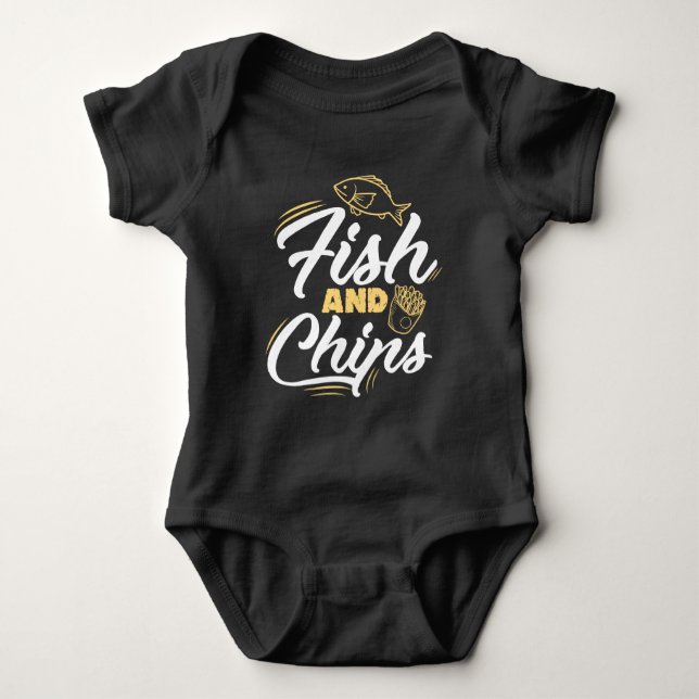 Fish and Chips Streetfood Foodie Nutrition Baby Bodysuit (Front)