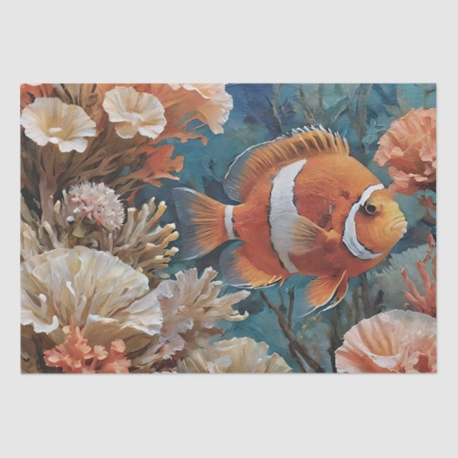 Fish and Coral Acrylic Painting  Tissue Paper (Front)