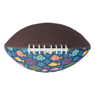 Fish and coral nautical blue football