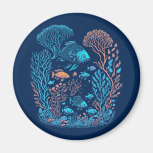 Fish And Coral Reef Art Magnet