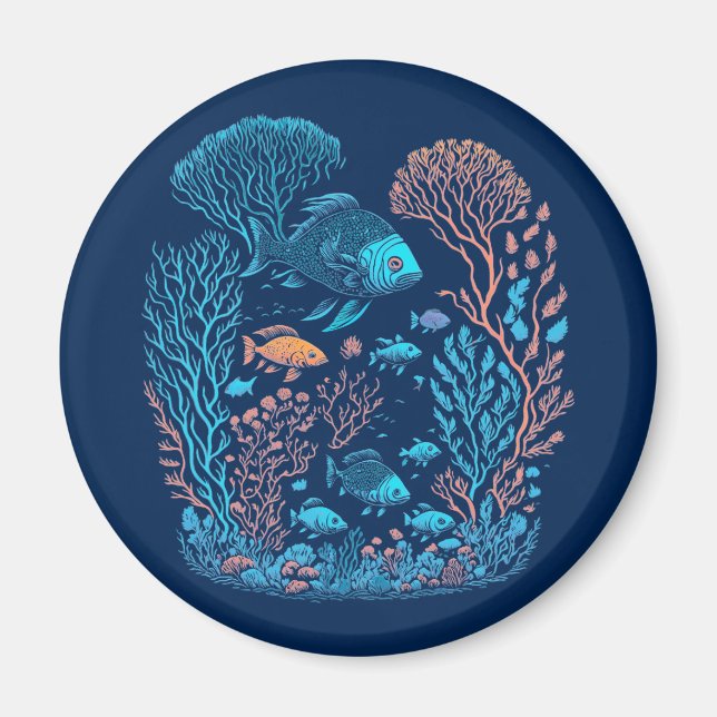 Fish And Coral Reef Art Magnet (Front)