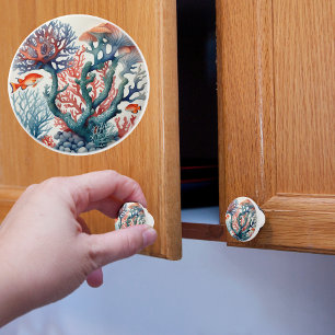 Fish and Coral Reef Ceramic Knob