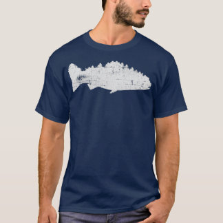 Fish and Forest Fishing s for Men Fish with mounta T-Shirt