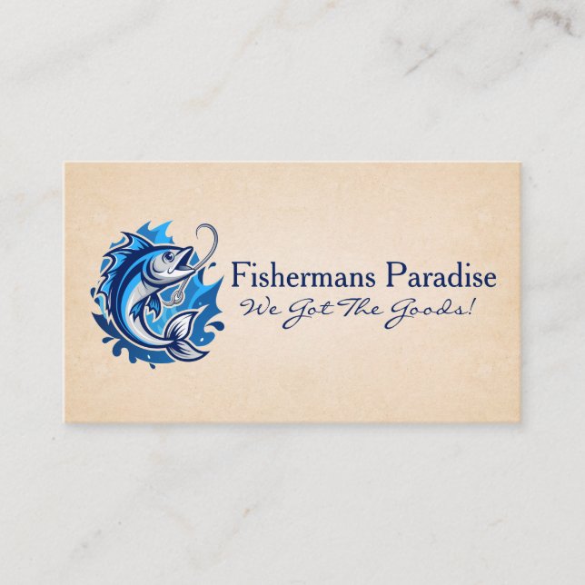 Fish and Hook in the Water | Sporting Goods Business Card (Front)