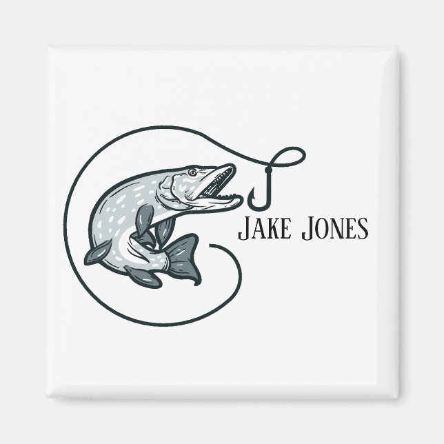 Fish and Hook Personalised Magnet (Front)