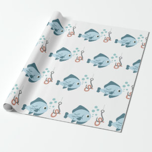 Fish And Hook Wrapping Paper
