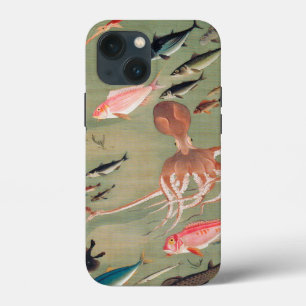 Fish and Octopus Marine Life Illustration iPhone 13 Mini Case