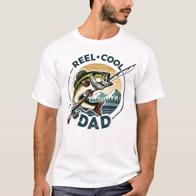 Fish and Rod Reel Cool Dad T-shirt (Front)