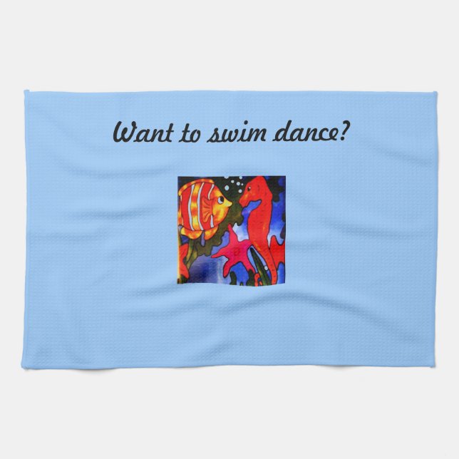 Fish And Seahorse Tea Towel (Horizontal)