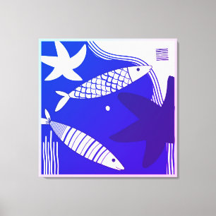 Fish and Star Fish Canvas Wall Art