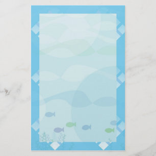 fish and water,blue stationery