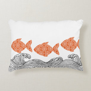 Fish and Waves  Decorative Cushion