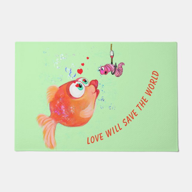 Fish and Worm Doormat Fun - Love (Front)