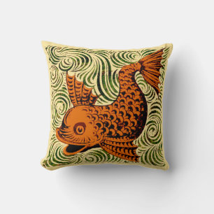 Fish Antique Tile Old art ancient Cushion