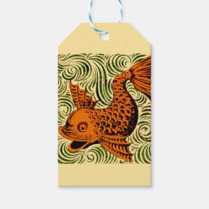 Fish Antique Tile Old art ancient de morgan art Gift Tags