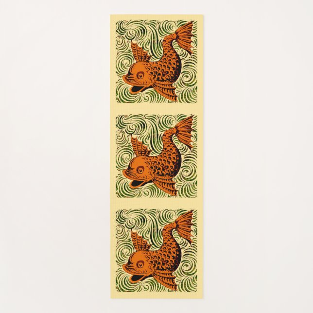 Fish Antique Tile Old art ancient de morgan art Yoga Mat (Front)