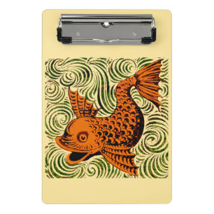 Fish Antique Tile Old art ancient Mini Clipboard