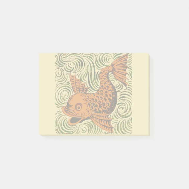 Fish Antique Tile Old art ancient Post-it Notes (Front)