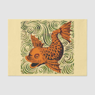 Fish Antique Tile Old art ancient Tissue Paper
