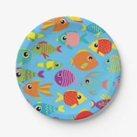 Fish Aquarium 1st Birthday Plates