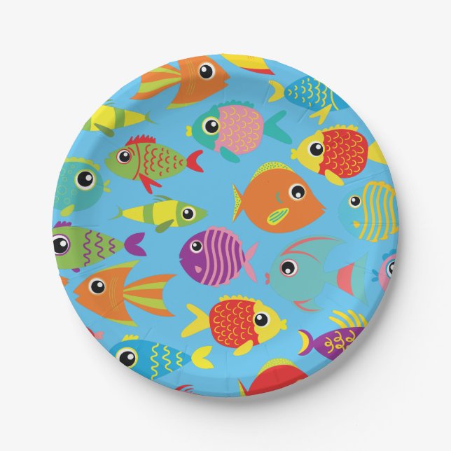 Fish Aquarium 1st Birthday Plates (Front)