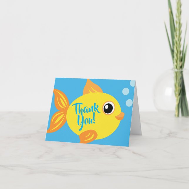 Fish Aquarium Thank You 1st Birthday Cards (Front)