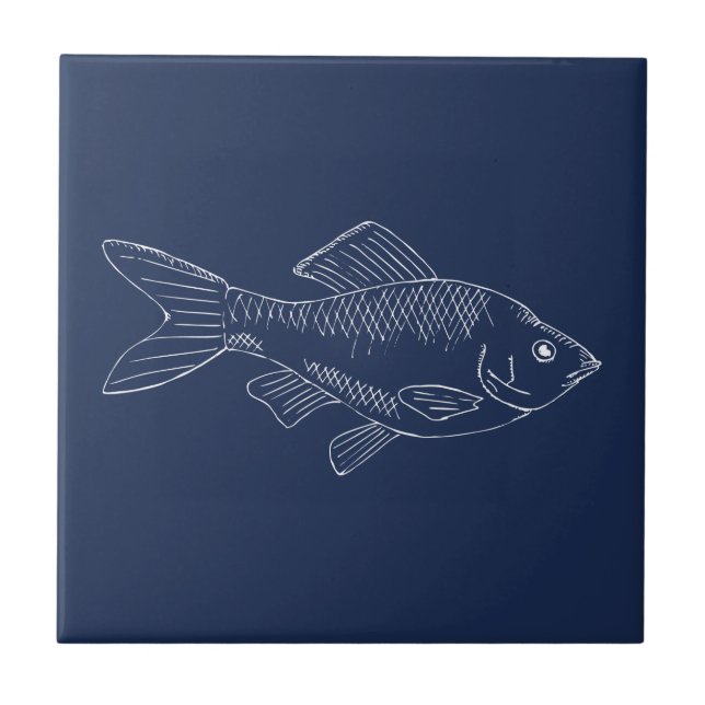 Fish Aquatic Blue Nautical Beach Under the Sea Tile (Front)