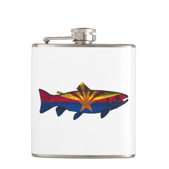 Fish Arizona Flag Trout Hip Flask (Front)