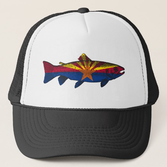 Fish Arizona Flag Trout Trucker Hat (Front)