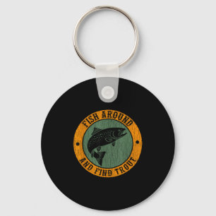 Fish Around & Find Rainbow Trout Fly Fishing G Key Ring
