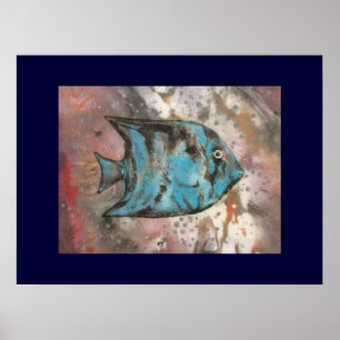 Fish art painting poster