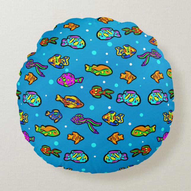 Fish Art Round Cushion (Front)