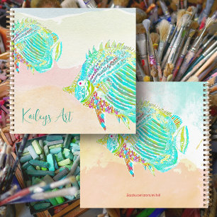 Fish Artist Coastal Custom Spiral Notebook
