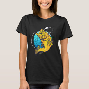 Fish Bass Fisherman Freshwater Fishing Team Fly Fi T-Shirt